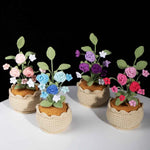 Crochet Mini Rose Bouquet in Pot - Unique Gift for Her, Home Office Decor