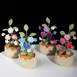 Crochet Mini Rose Bouquet in Pot - Unique Gift for Her, Home Office Decor
