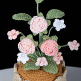 Crochet Mini Rose Bouquet in Pot - Unique Gift for Her, Home Office Decor