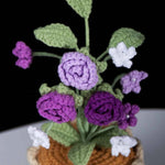 Crochet Mini Rose Bouquet in Pot - Unique Gift for Her, Home Office Decor