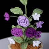 Crochet Mini Rose Bouquet in Pot - Unique Gift for Her, Home Office Decor