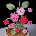 Crochet Mini Rose Bouquet in Pot - Unique Gift for Her, Home Office Decor