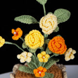 Crochet Mini Rose Bouquet in Pot - Unique Gift for Her, Home Office Decor