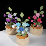 Crochet Mini Rose Bouquet in Pot - Unique Gift for Her, Home Office Decor