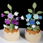 Crochet Mini Rose Bouquet in Pot - Unique Gift for Her, Home Office Decor