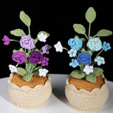 Crochet Mini Rose Bouquet in Pot - Unique Gift for Her, Home Office Decor