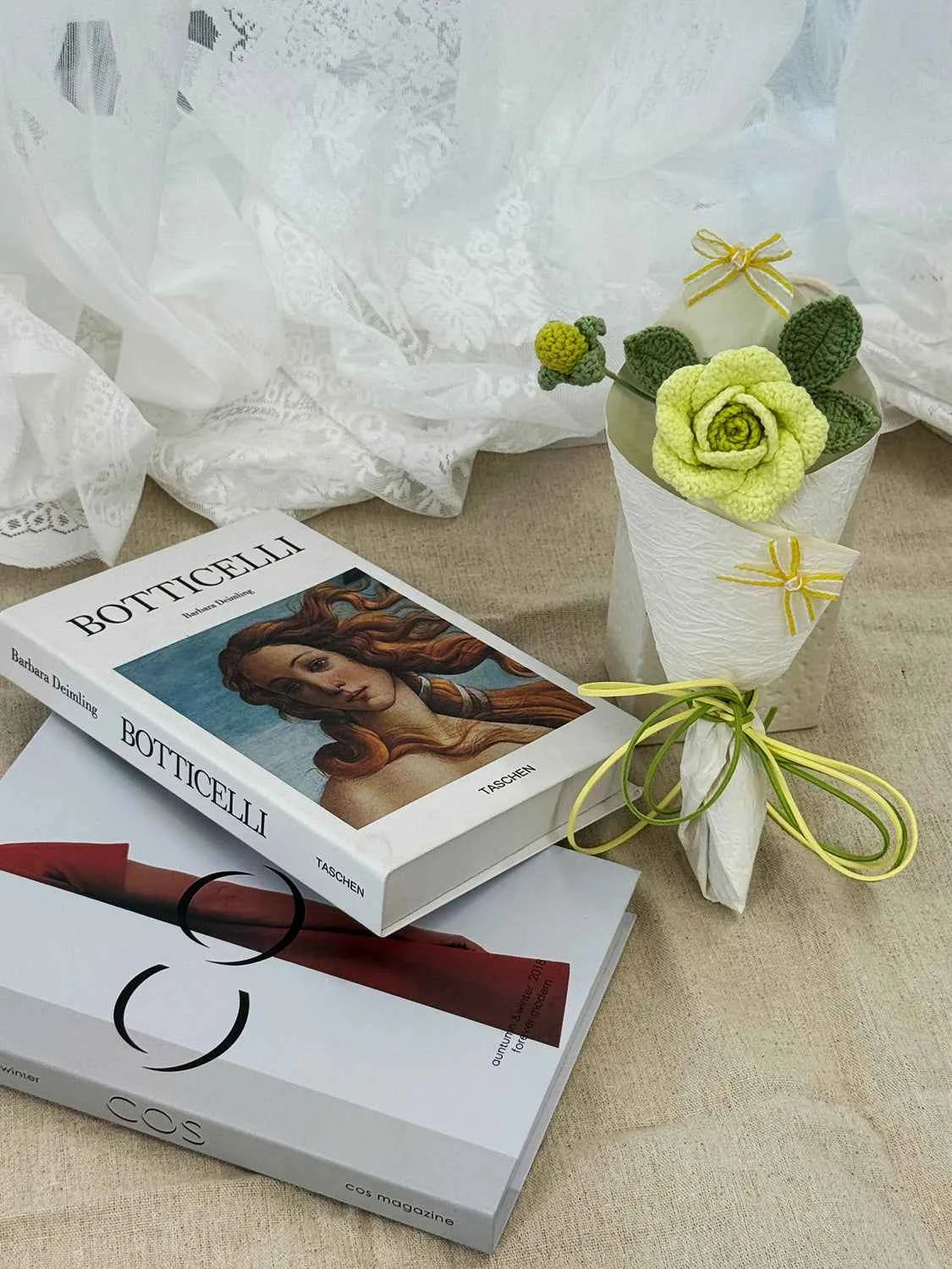 Handmade Crochet Rose Bouquet – Single Yarn Rose Flower