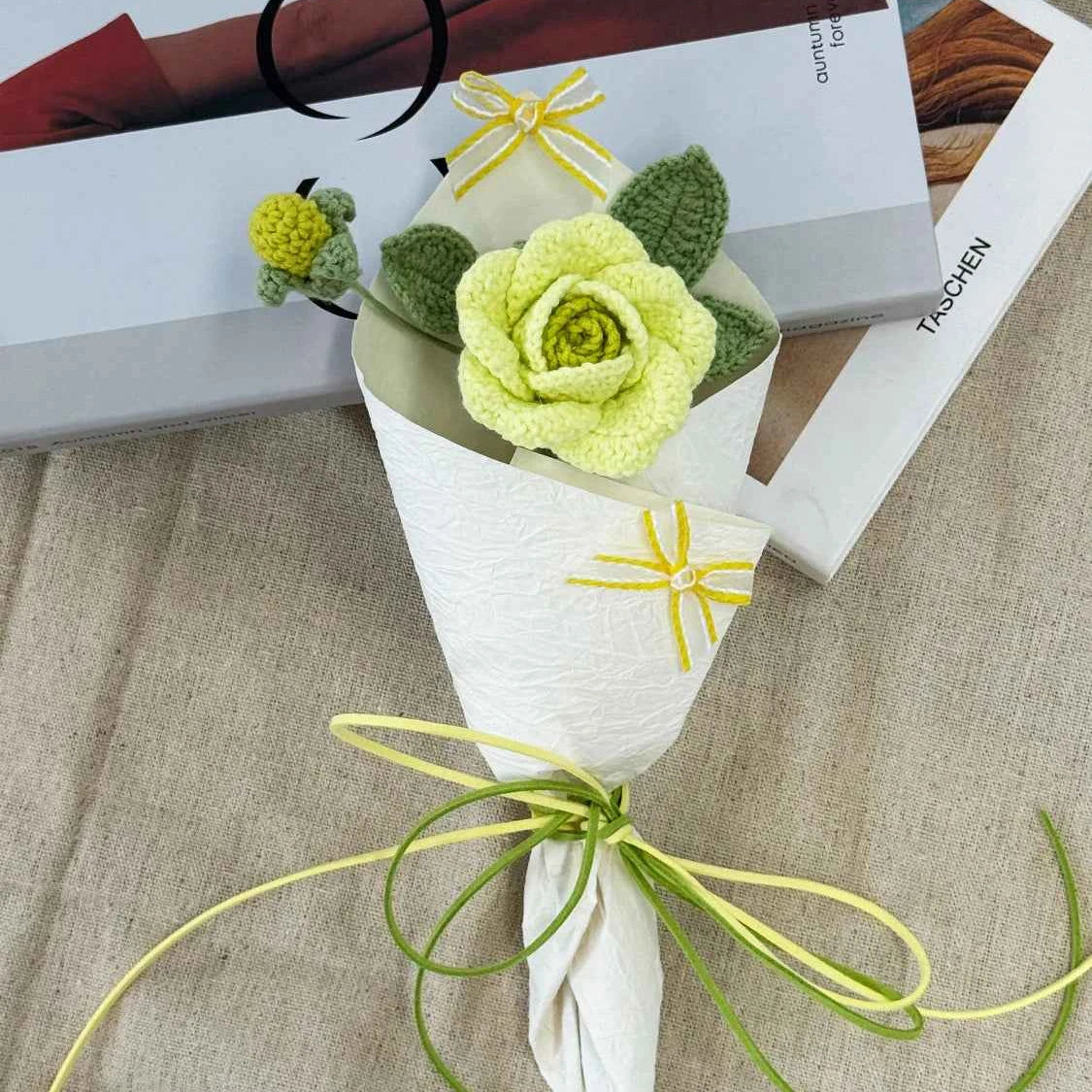 Handmade Crochet Rose Bouquet – Single Yarn Rose Flower