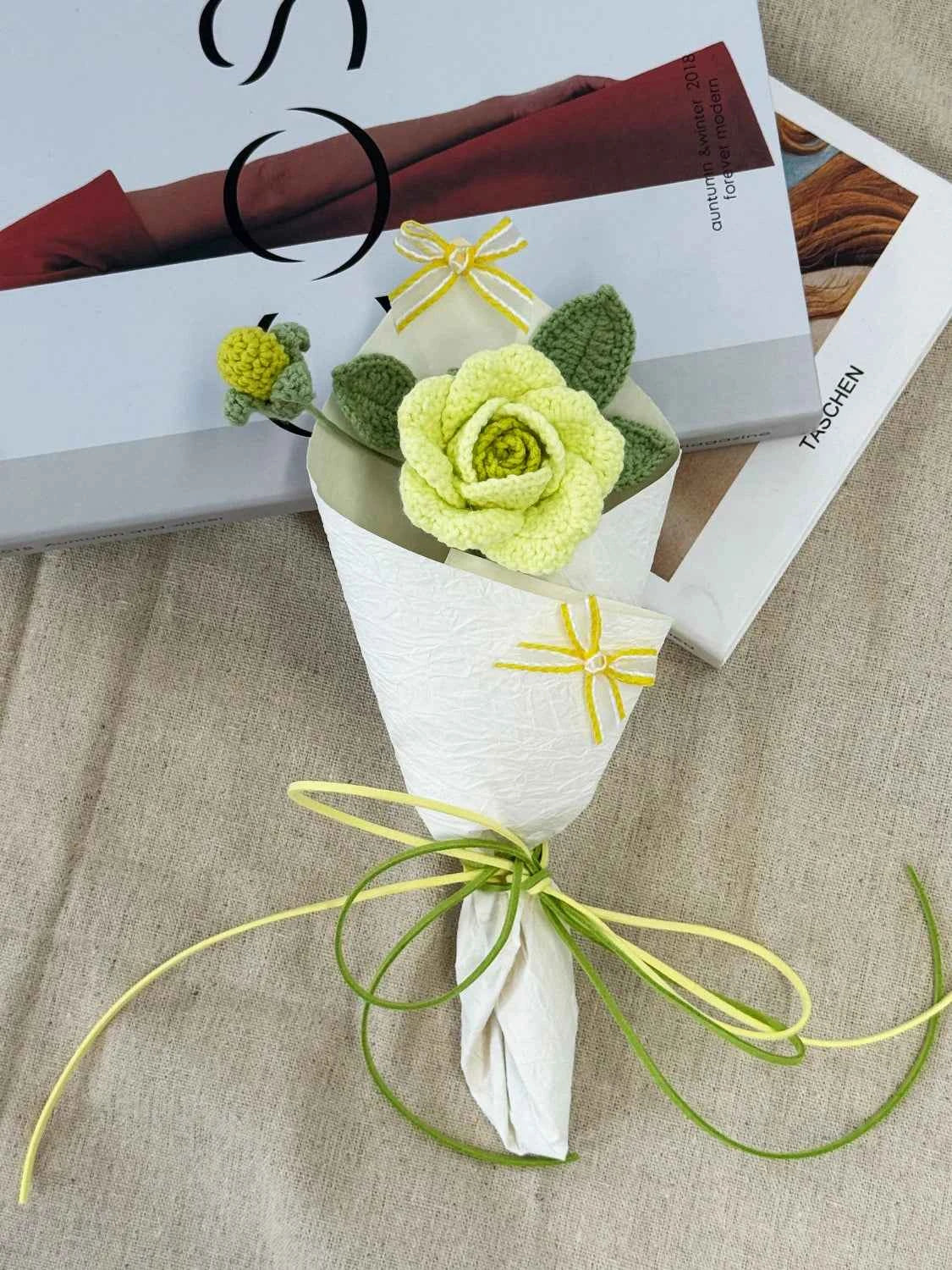 Handmade Crochet Rose Bouquet – Single Yarn Rose Flower