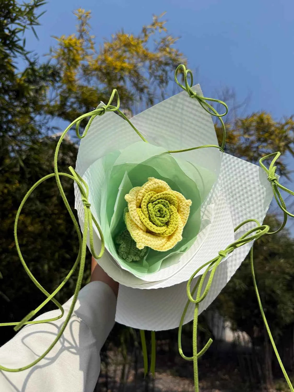 Handmade Crochet Small Thai Rose Bouquet