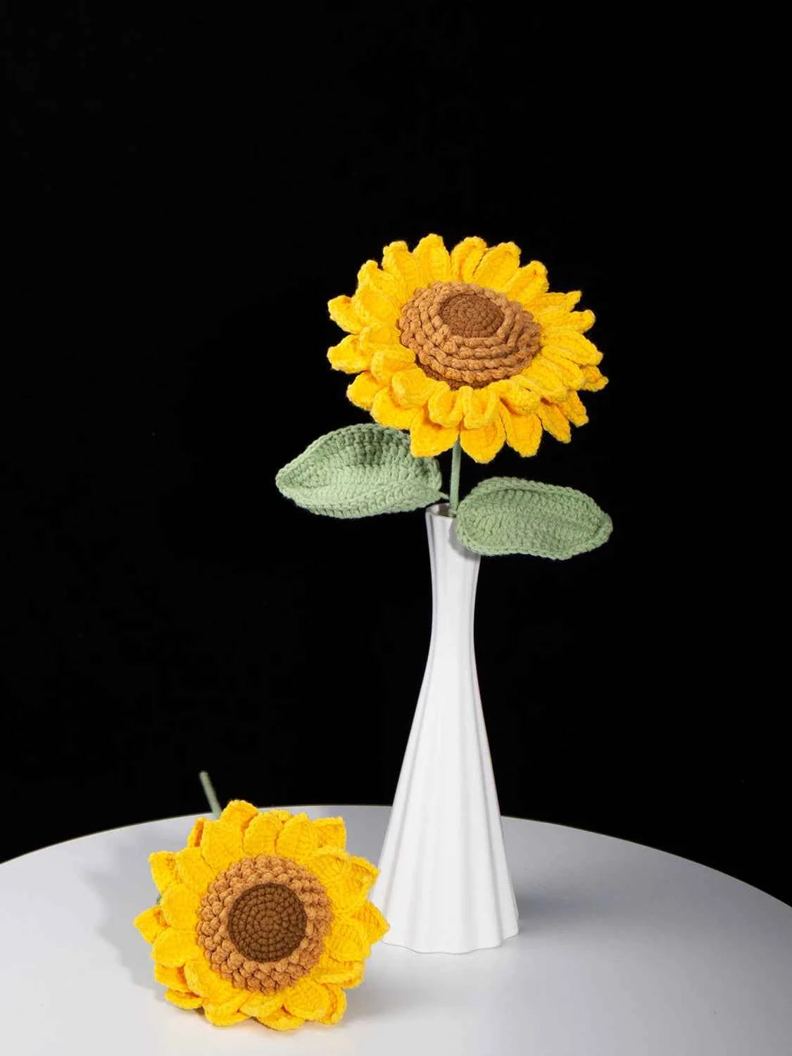 Handmade Crochet Sunflower Yarn Knitted Forever Flower for Home Decor, Graduation, Birthday