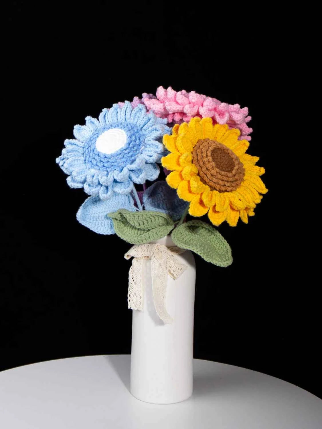 Handmade Crochet Sunflower Yarn Knitted Forever Flower for Home Decor, Graduation, Birthday