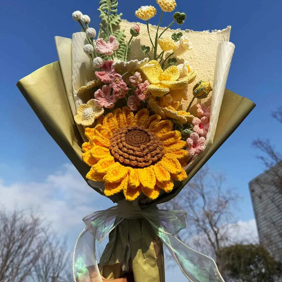 Handmade Crochet Sunflower Bouquet(12 pieces)
