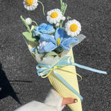 Handmade Crochet Mini Bouquet , Knitted Flower Gift, Everlasting Floral Decor, Desk Decor, Wedding Favor, Gift for Her