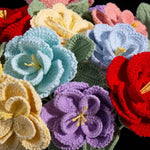 Handmade Crocheted French Rose Single Stem - Multicolor Knitted Artificial Flower