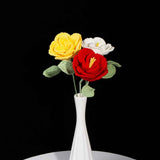 Handmade Crocheted French Rose Single Stem - Multicolor Knitted Artificial Flower