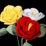 Handmade Crocheted French Rose Single Stem - Multicolor Knitted Artificial Flower
