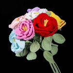 Handmade Crocheted French Rose Single Stem - Multicolor Knitted Artificial Flower