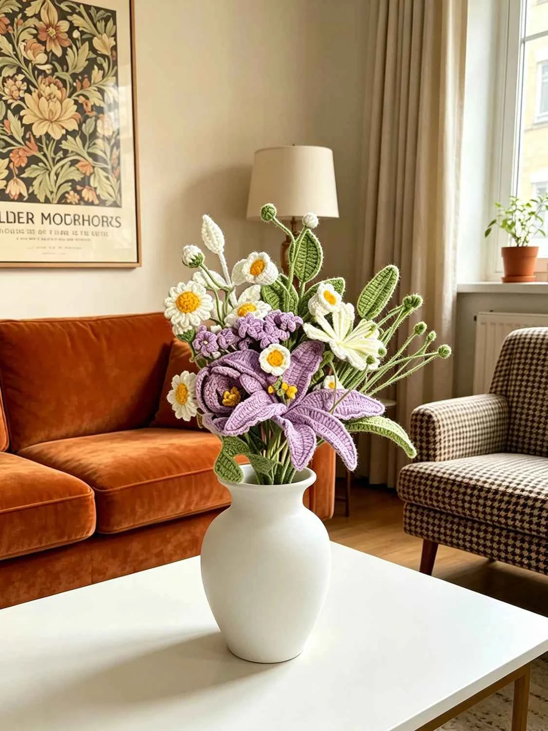 Handmade Purple Lily Crochet Bouquet - Knitted Flower Gift for Her