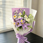 Handmade Purple Lily Crochet Bouquet - Knitted Flower Gift for Her