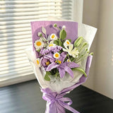 Handmade Purple Lily Crochet Bouquet - Knitted Flower Gift for Her
