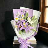 Handmade Purple Lily Crochet Bouquet - Knitted Flower Gift for Her