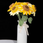 Handmade Single Layer Crochet Sunflower, Knitted Sunflower Stem, Forever Flower Gift for Home Decor, Graduation, Birthday