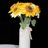 Handmade Single Layer Crochet Sunflower, Knitted Sunflower Stem, Forever Flower Gift for Home Decor, Graduation, Birthday