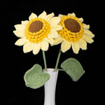 Handmade Single Layer Crochet Sunflower, Knitted Sunflower Stem, Forever Flower Gift for Home Decor, Graduation, Birthday