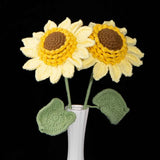 Handmade Single Layer Crochet Sunflower, Knitted Sunflower Stem, Forever Flower Gift for Home Decor, Graduation, Birthday