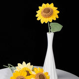 Handmade Single Layer Crochet Sunflower, Knitted Sunflower Stem, Forever Flower Gift for Home Decor, Graduation, Birthday