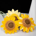 Handmade Single Layer Crochet Sunflower, Knitted Sunflower Stem, Forever Flower Gift for Home Decor, Graduation, Birthday