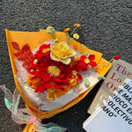 Handcrafted Crochet Flower Bouquet Gift | Red & Yellow Artificial Flowers
