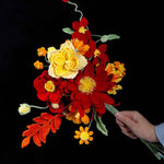 Handcrafted Crochet Flower Bouquet Gift | Red & Yellow Artificial Flowers