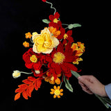 Handcrafted Crochet Flower Bouquet Gift | Red & Yellow Artificial Flowers