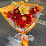 Handcrafted Crochet Flower Bouquet Gift | Red & Yellow Artificial Flowers