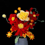 Handcrafted Crochet Flower Bouquet Gift | Red & Yellow Artificial Flowers