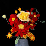 Handcrafted Crochet Flower Bouquet Gift | Red & Yellow Artificial Flowers