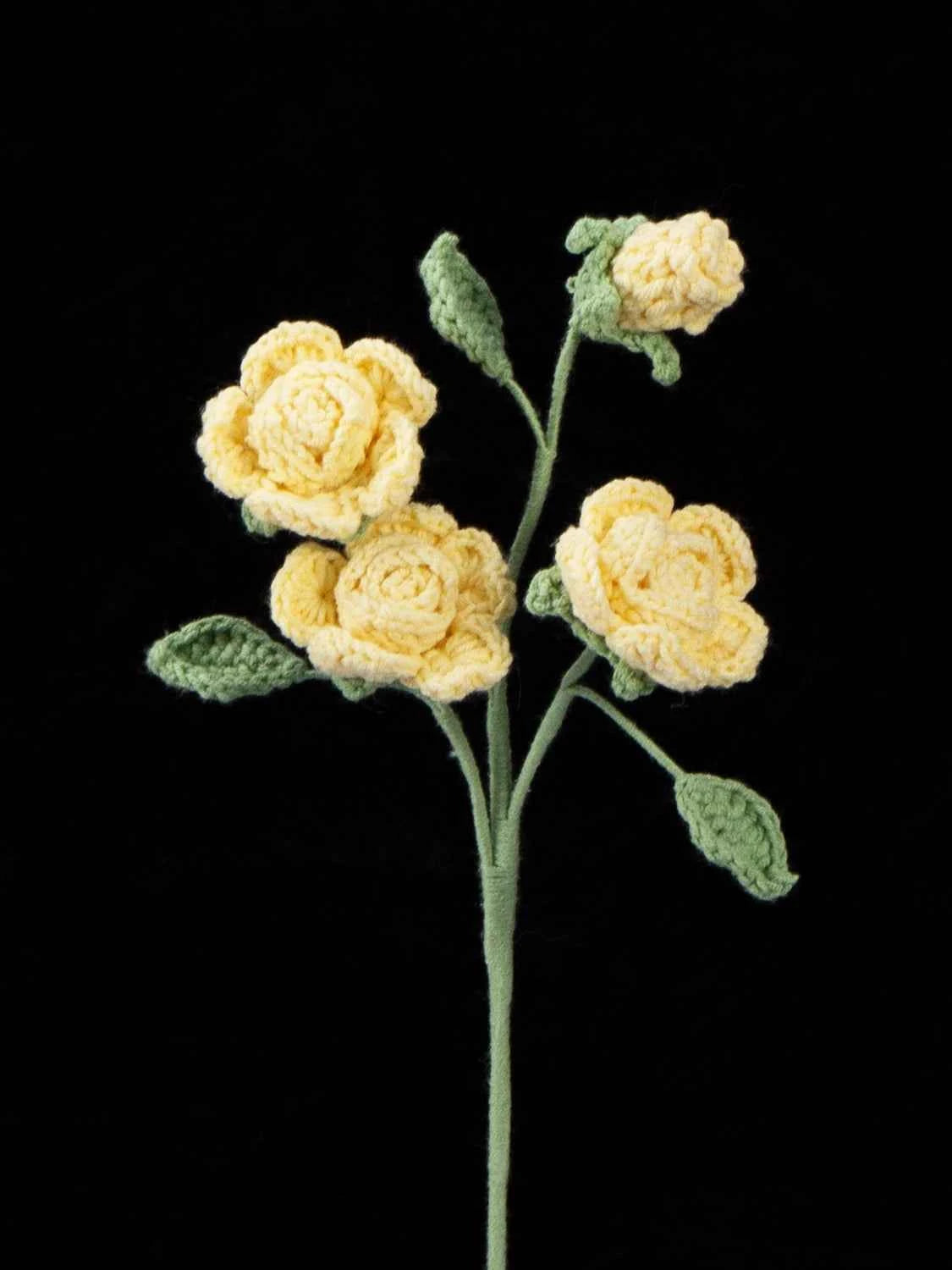 Handmade Crochet Knitted Single Stem Flower Barbie Rose