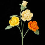 Handmade Crochet Knitted Single Stem Flower Barbie Rose