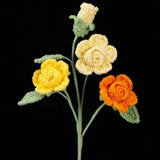 Handmade Crochet Knitted Single Stem Flower Barbie Rose