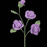 Handmade Crochet Knitted Single Stem Flower Barbie Rose