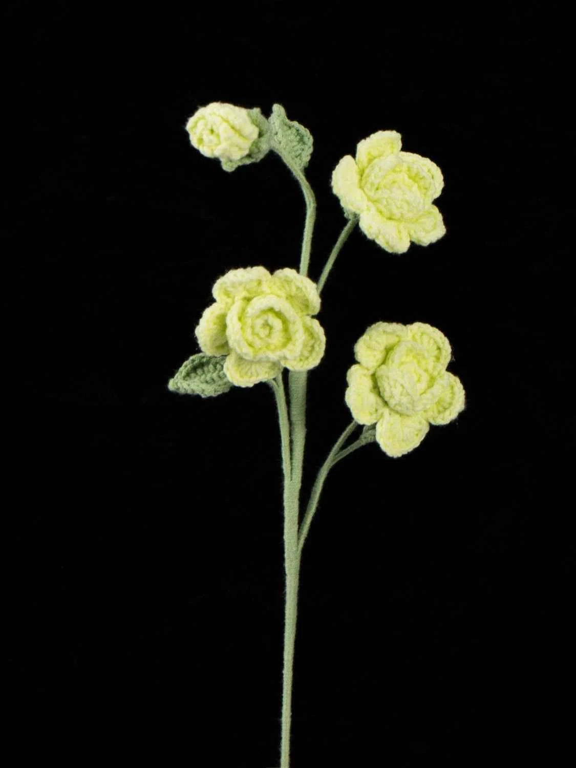 Handmade Crochet Knitted Single Stem Flower Barbie Rose