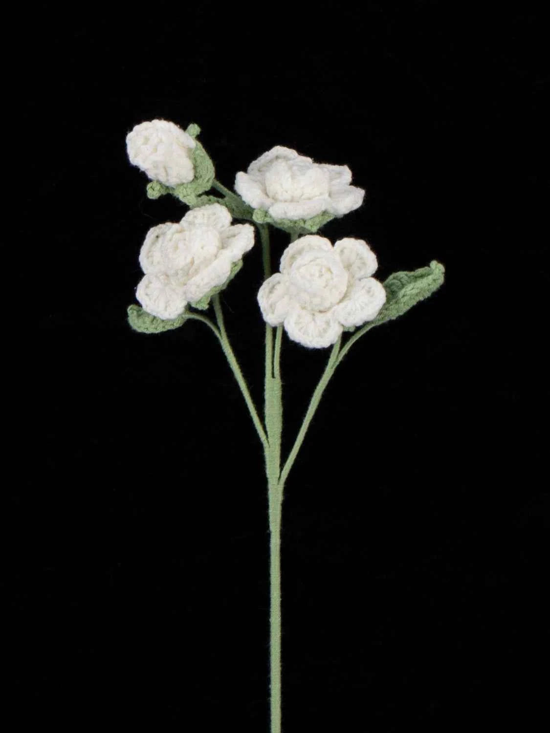 Handmade Crochet Knitted Single Stem Flower Barbie Rose