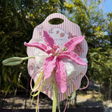 Handmade Crochet Perfume Lily Bouquet Card - Reusable Floral Greeting Card Gift