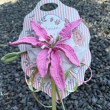 Handmade Crochet Perfume Lily Bouquet Card - Reusable Floral Greeting Card Gift