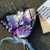 Handmade Crochet Purple Iris & Lavender Flower Bouquet