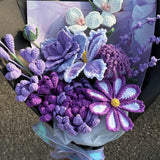 Handmade Crochet Purple Iris & Lavender Flower Bouquet