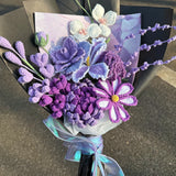 Handmade Crochet Purple Iris & Lavender Flower Bouquet