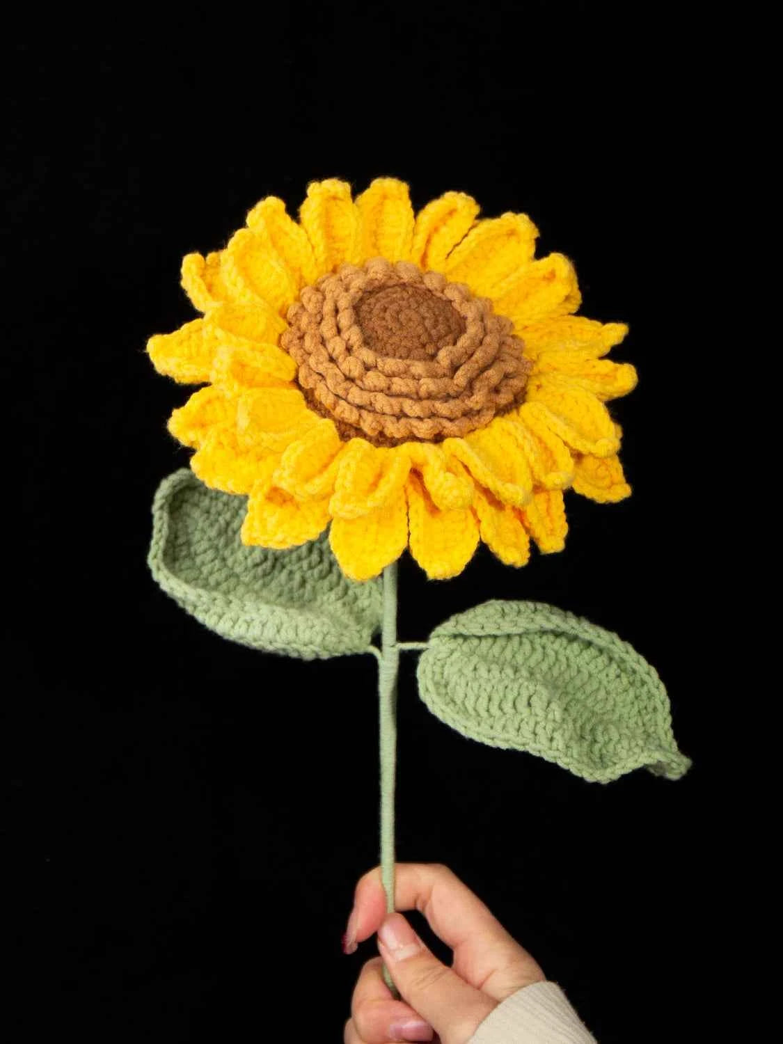 Handmade Crochet Sunflower Yarn Knitted Forever Flower for Home Decor, Graduation, Birthday